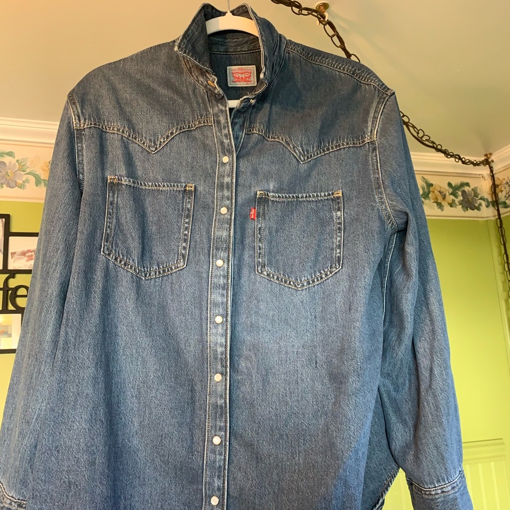 Denim snap button shirt